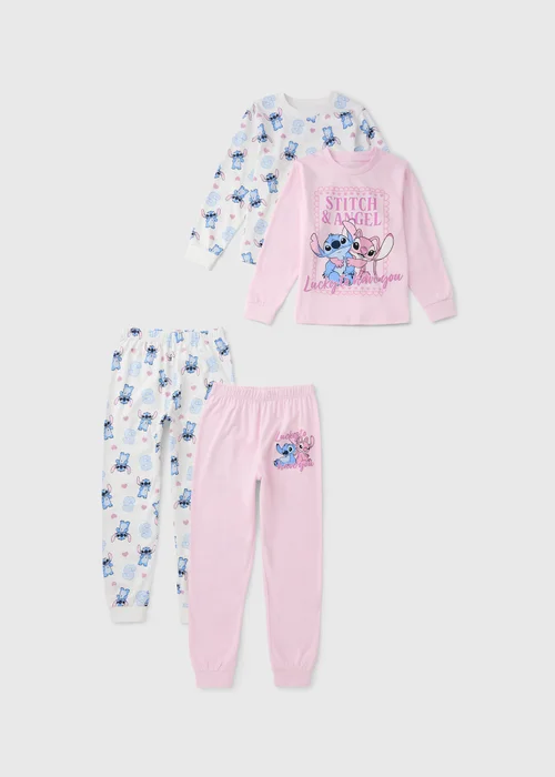 2 Pack Disney Stitch Girls Long Pyjama Sets (3-13yrs) - 5-6 Yrs Image 1