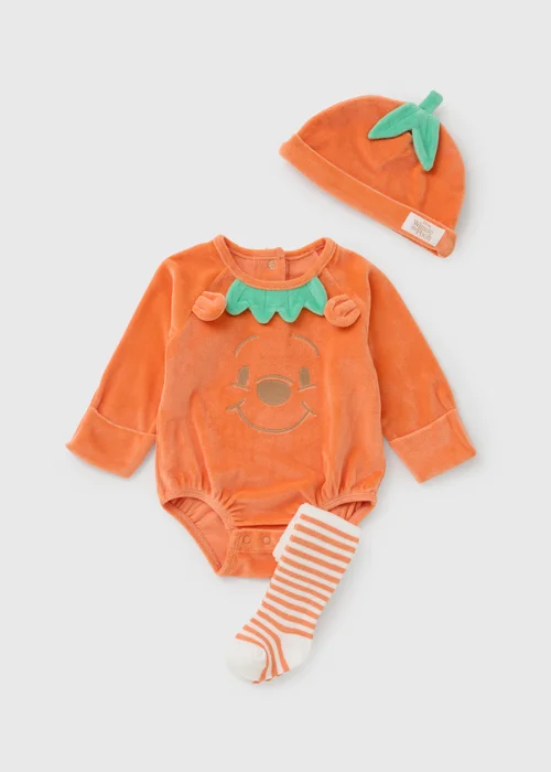 Winnie The Pooh Baby Orange Pumpkin Suit Set - First Size Image 1