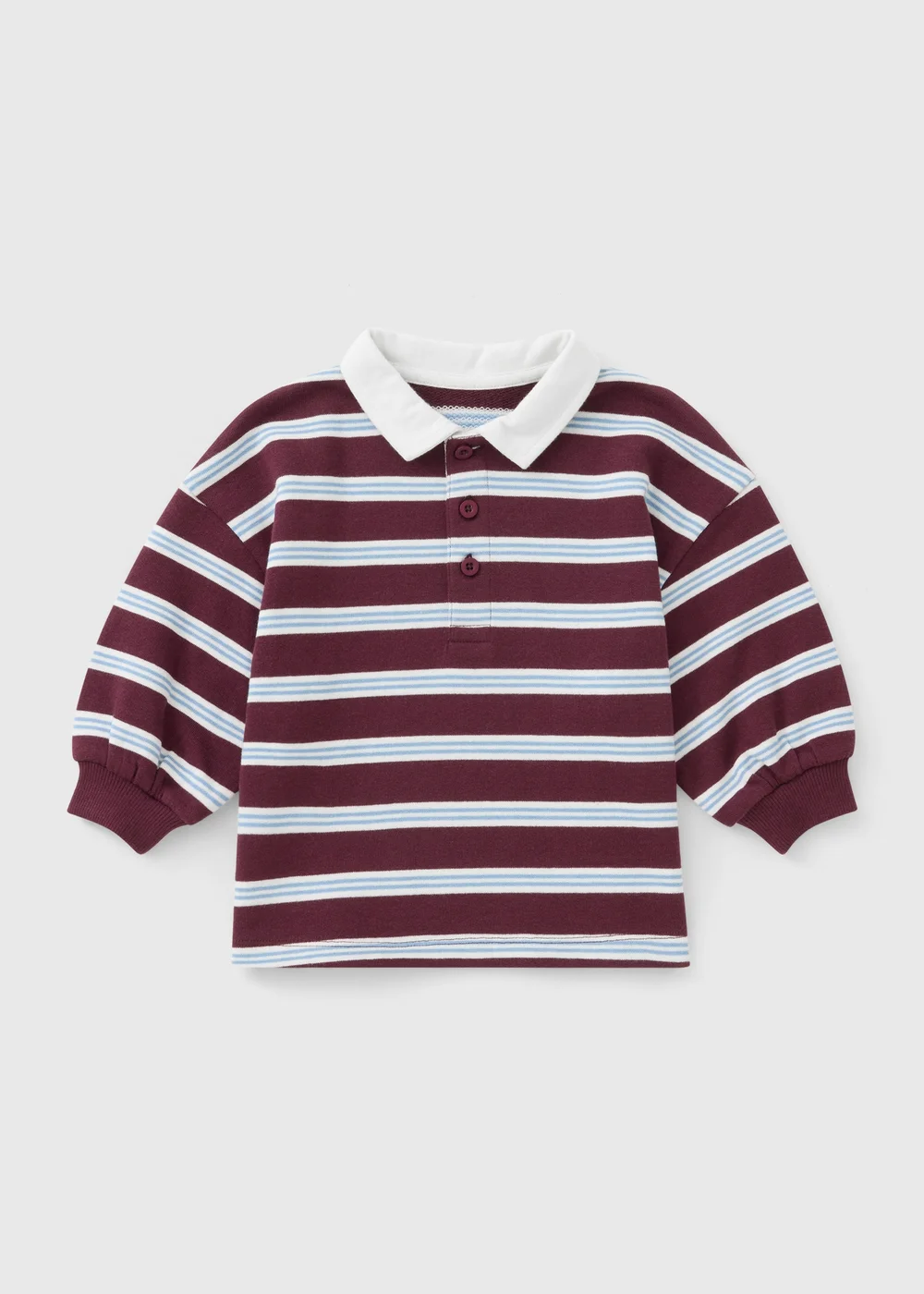 Boys Burgundy Striped Long Sleeved Rugby T-Shirt (1-8yrs) - 1.5-2 Yrs Image 1