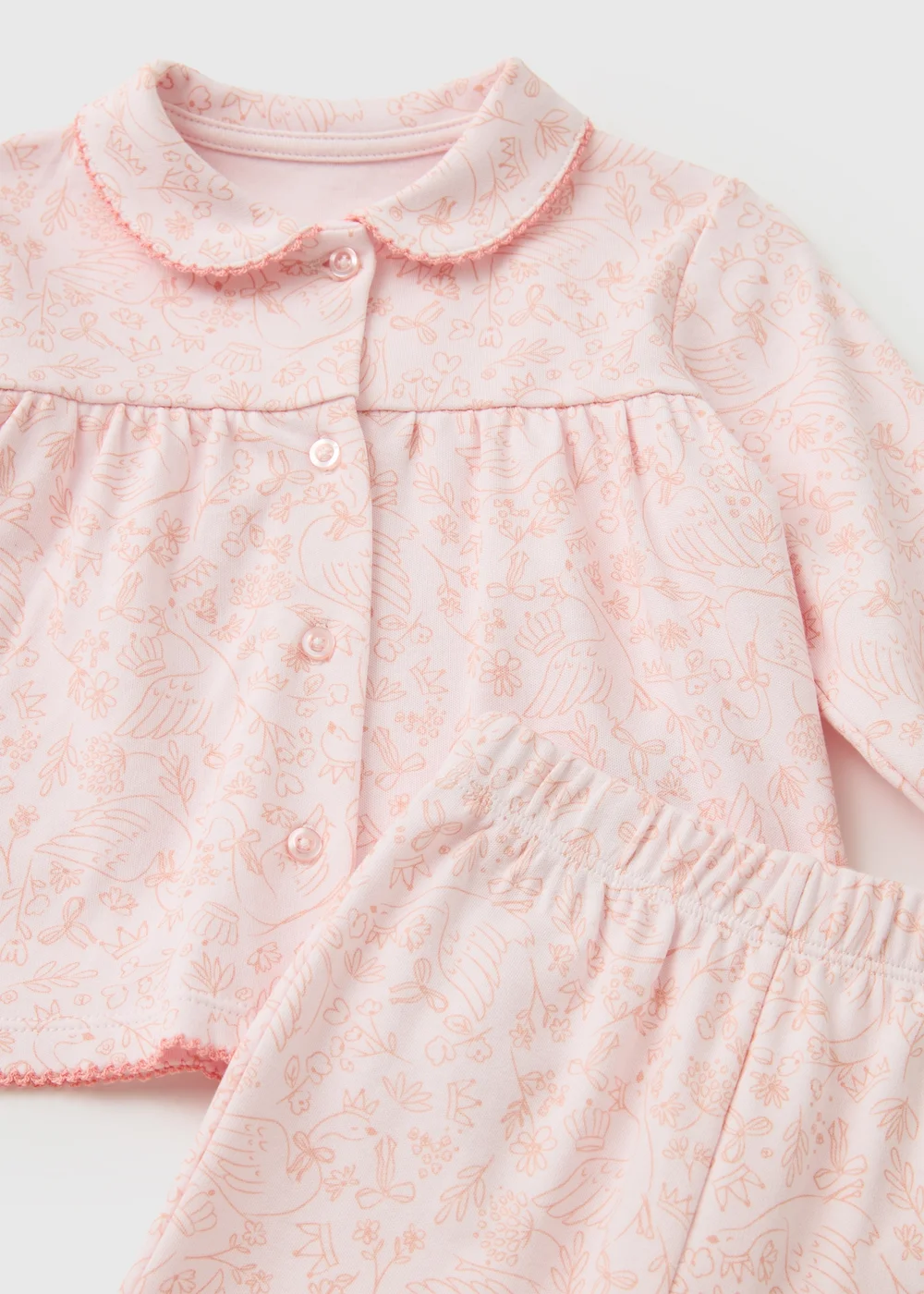 Baby Pink Floral Button Up Pyjama Set (0-23mths) - 6-9 months Image 2