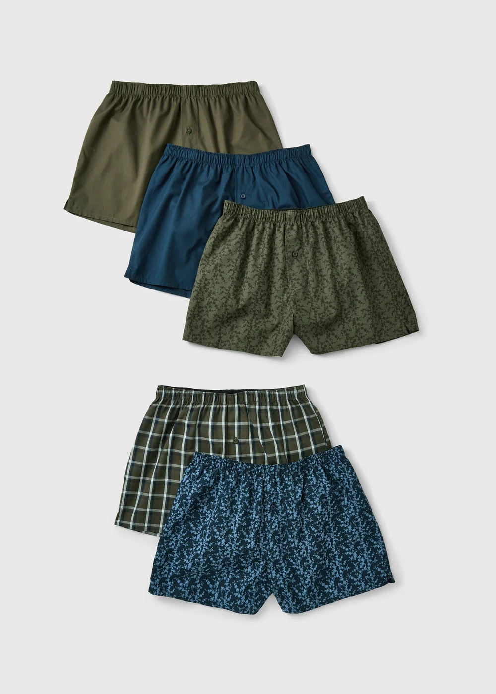 5 Pack Khaki Patterned Woven Boxers - S Image 1