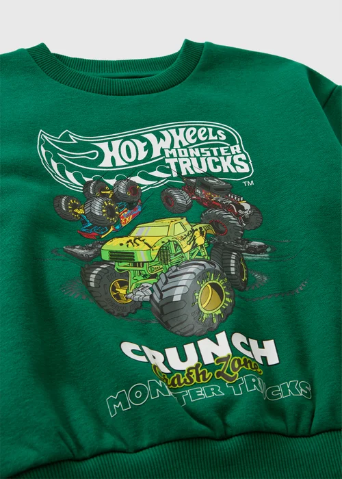Hot Wheels Boys Green Monster Truck Sweatshirt (4-13yrs) - 8 Yrs Image 2