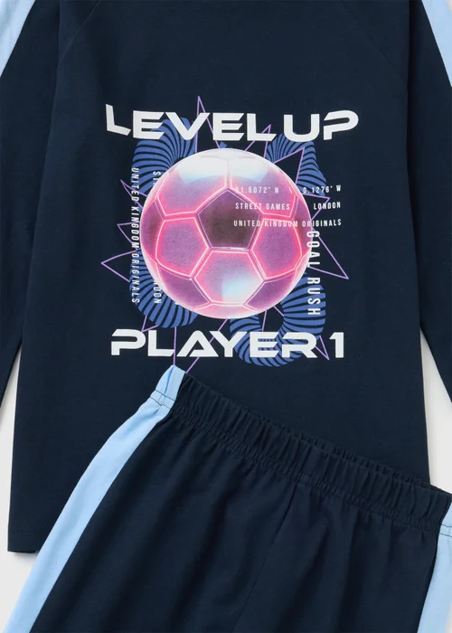 Boys Blue Football Pyjama Set (7-13yrs) - 7 Yrs Image 2