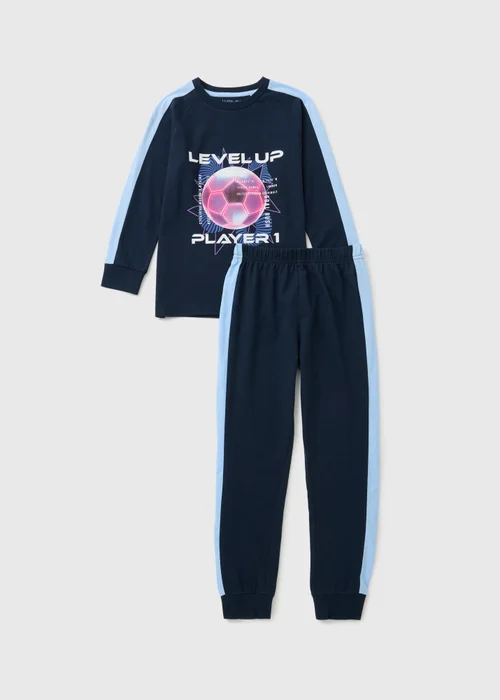 Boys Blue Football Pyjama Set (7-13yrs) - 7 Yrs Image 1
