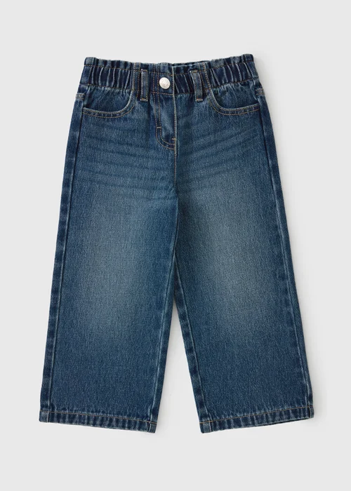 Girls Dark Blue Wide Leg Jeans (1-8yrs) - 1-1.5 Yrs Image 1