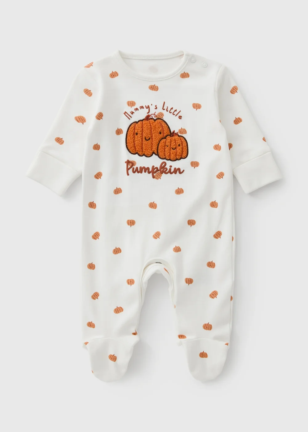 Baby Cream Mummy Pumpkin Sleepsuit (0-23mths) - First Size Image 1