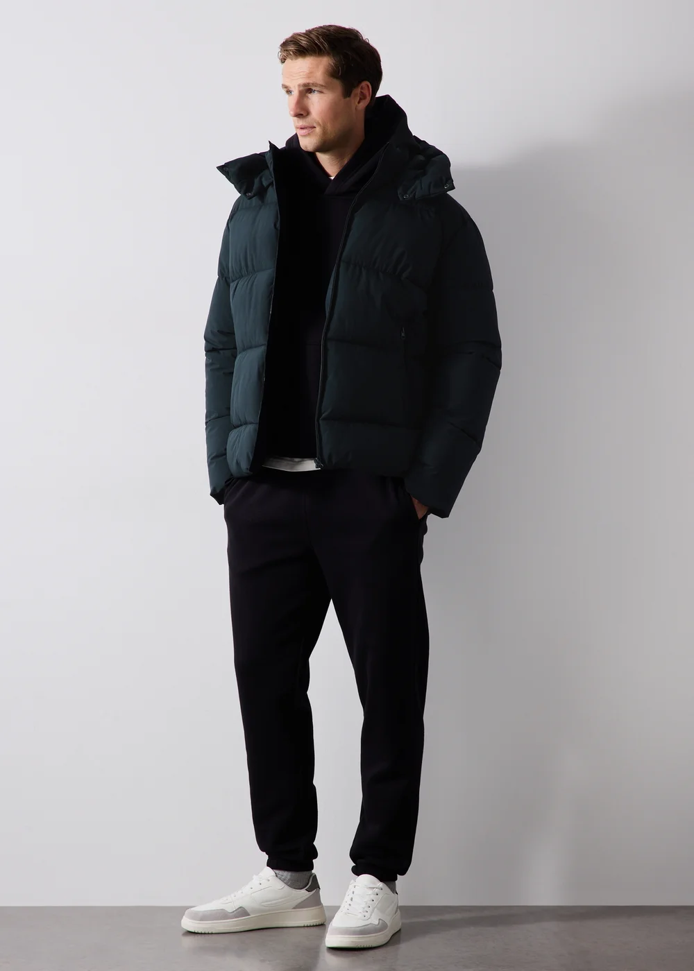 Navy Mid Length Puffa Coat - XS Image 2