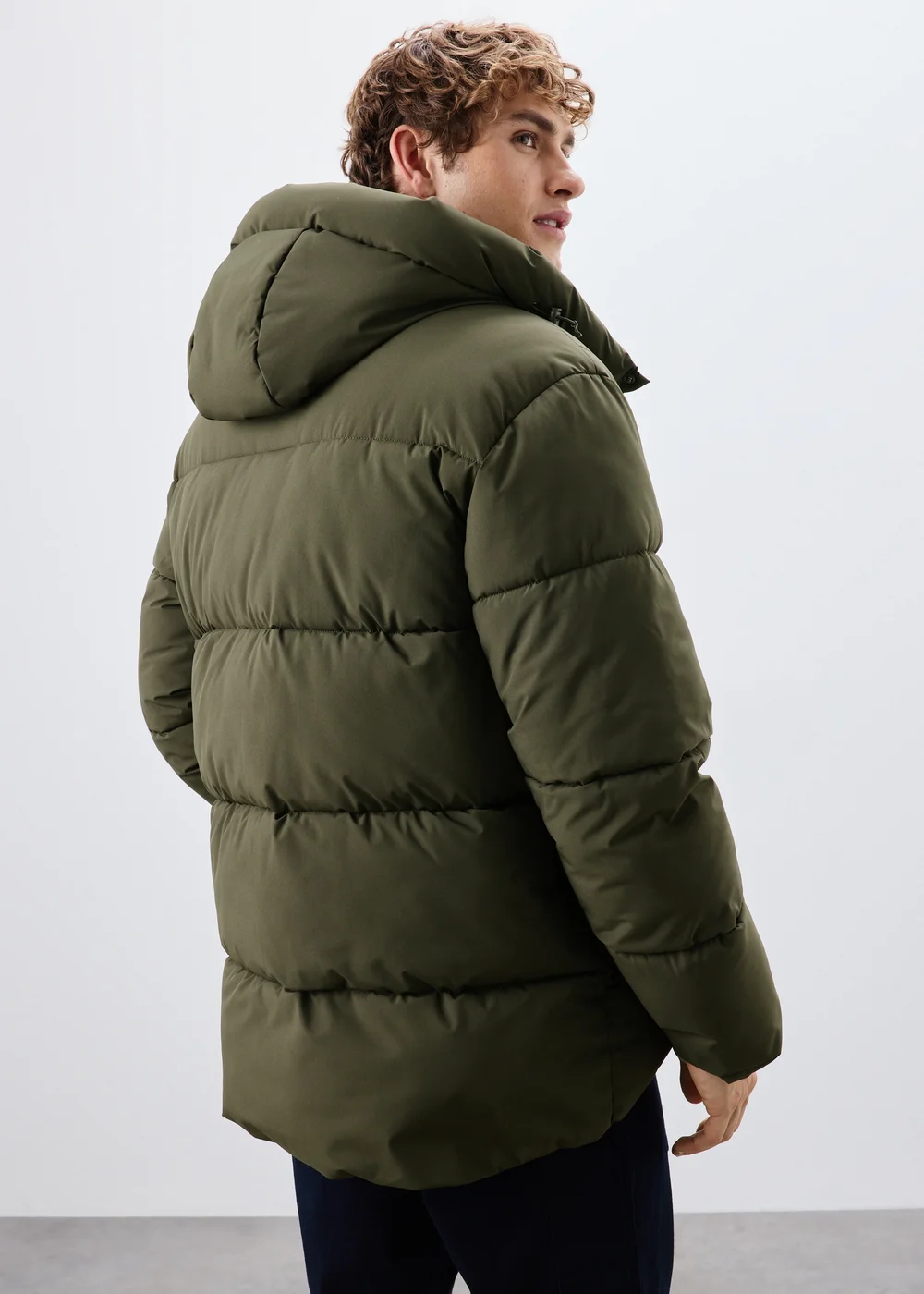 Khaki Mid Length Puffa Coat - XS Image 3
