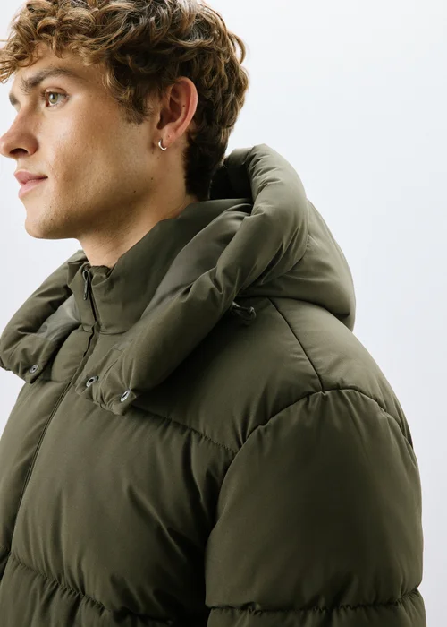 Khaki Mid Length Puffa Coat - XS Image 4