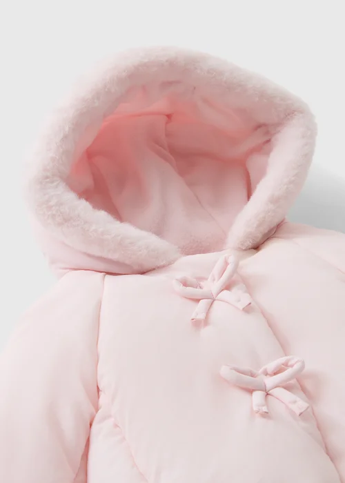 Baby Pink Bow Coat (0-23mths) - Up to 1 Month Image 2