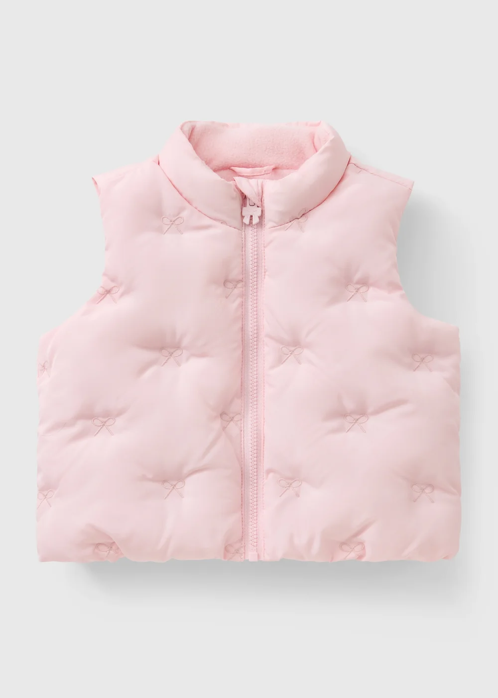 Baby Pink Bow Embroidered Gilet (0-23mths) - Up to 1 Month Image 1