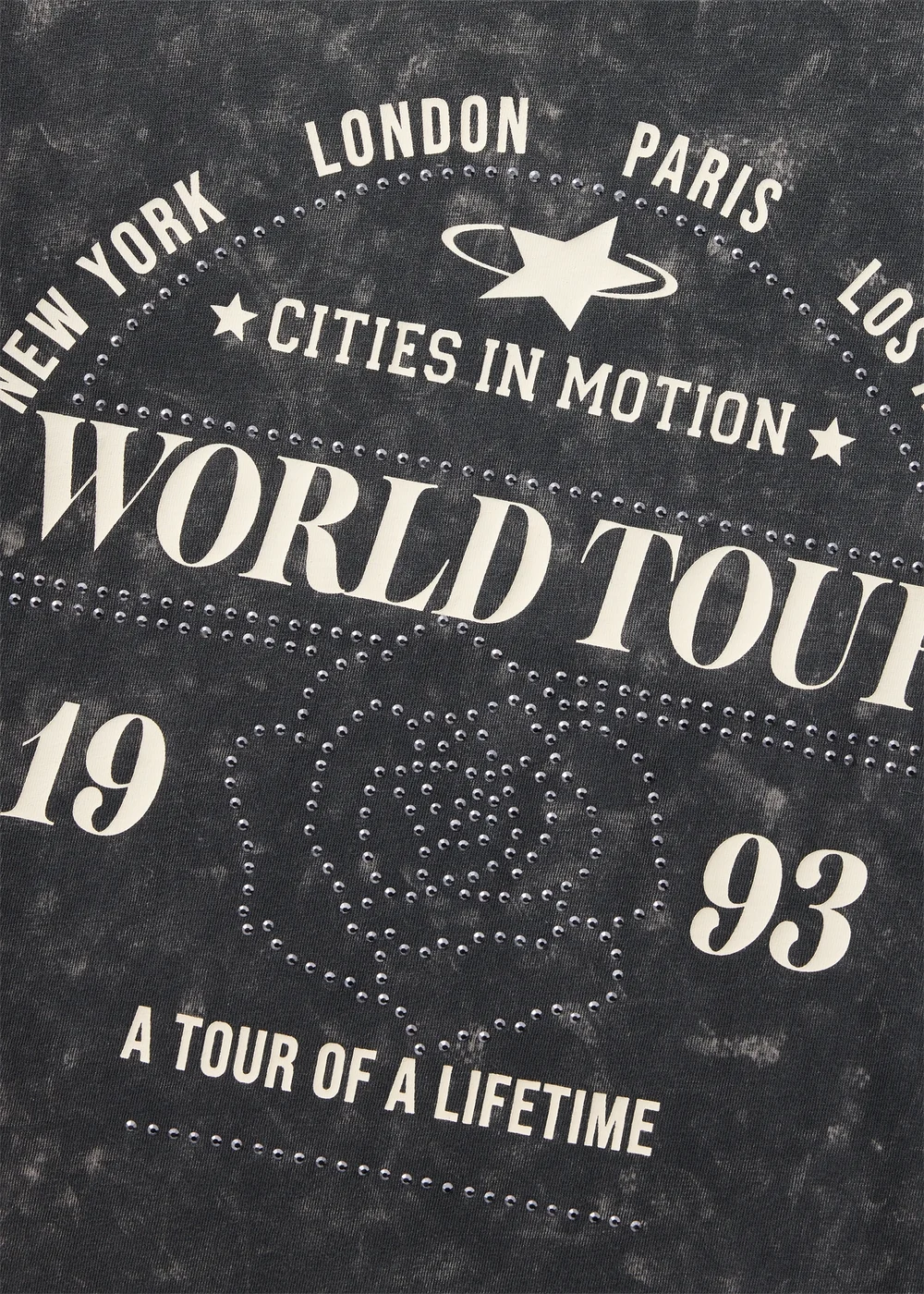 Girls Grey Acid Wash World Tour T-Shirt (7-15yrs) - 7 Yrs Image 2
