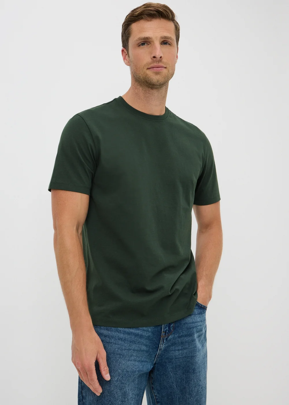 Pine Green Essential Crew Neck T-Shirt - XS Image 1