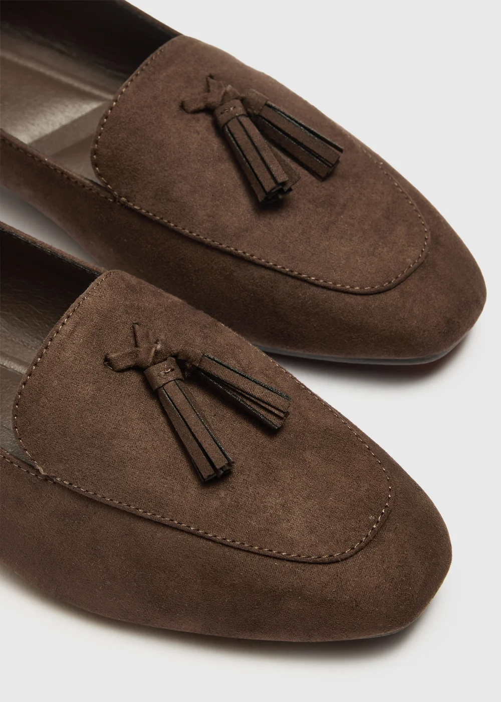 Chocolate Brown Faux Suede Tassel Loafers - 3 Image 4