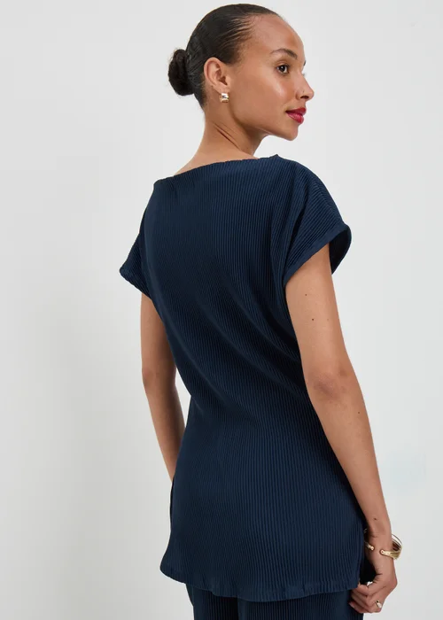 Navy Plisse Longline Co Ord Top - 14 Image 2