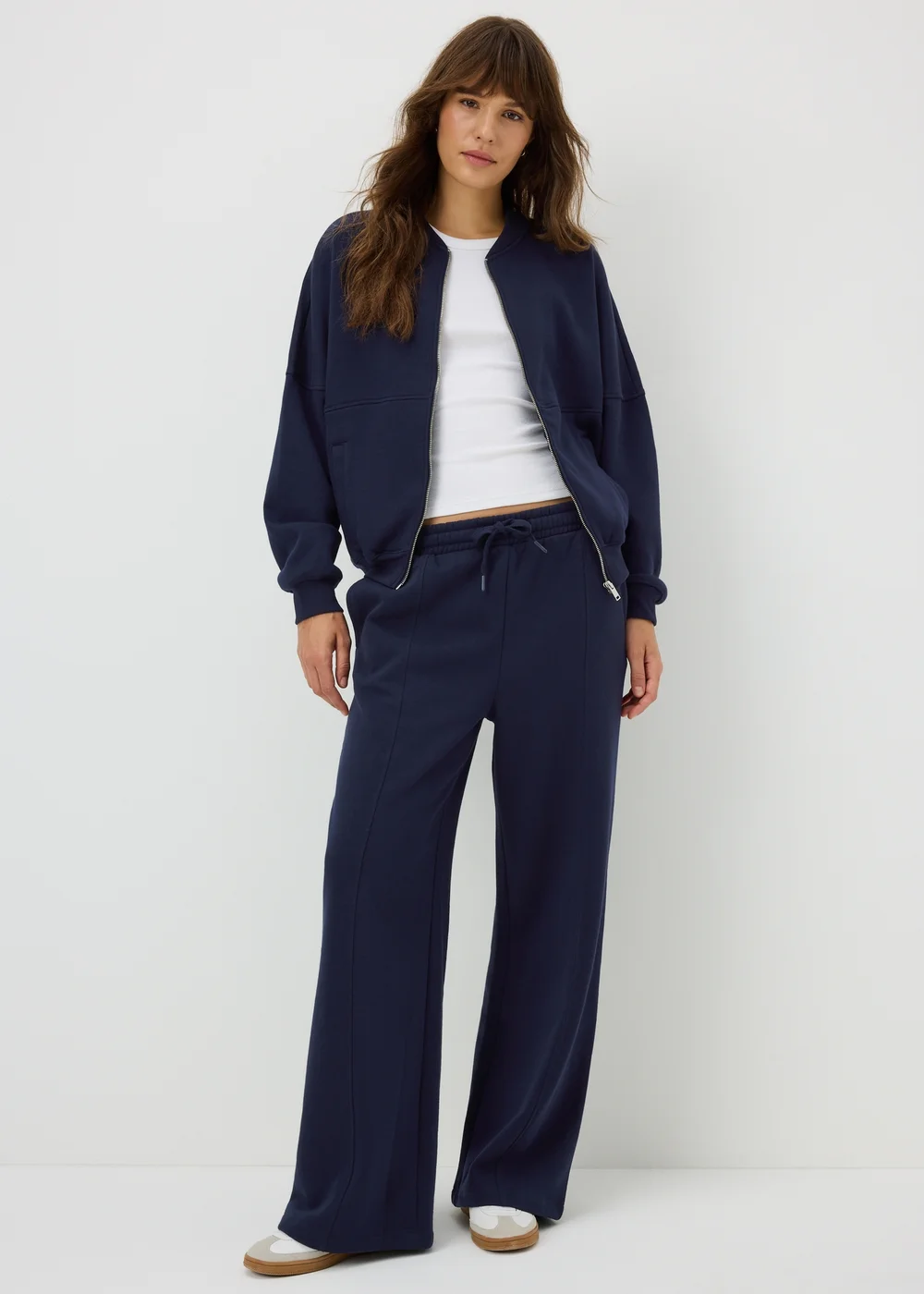 Navy Collar Seam Zip Up Sweatshirt - XS Image 2