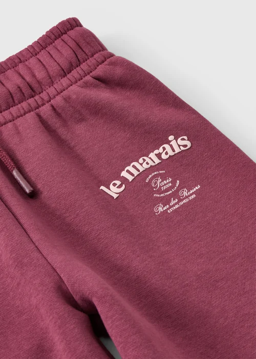 Girls Burgundy Wide Leg Co Ord Jogging Bottoms (7-15yrs) - 11 Yrs Image 2