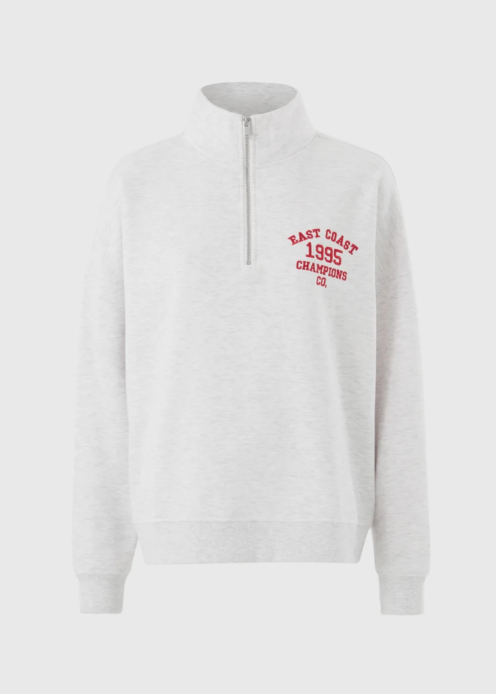 Grey Boston Embroidered Half Zip Sweatshirt - XS Image 2