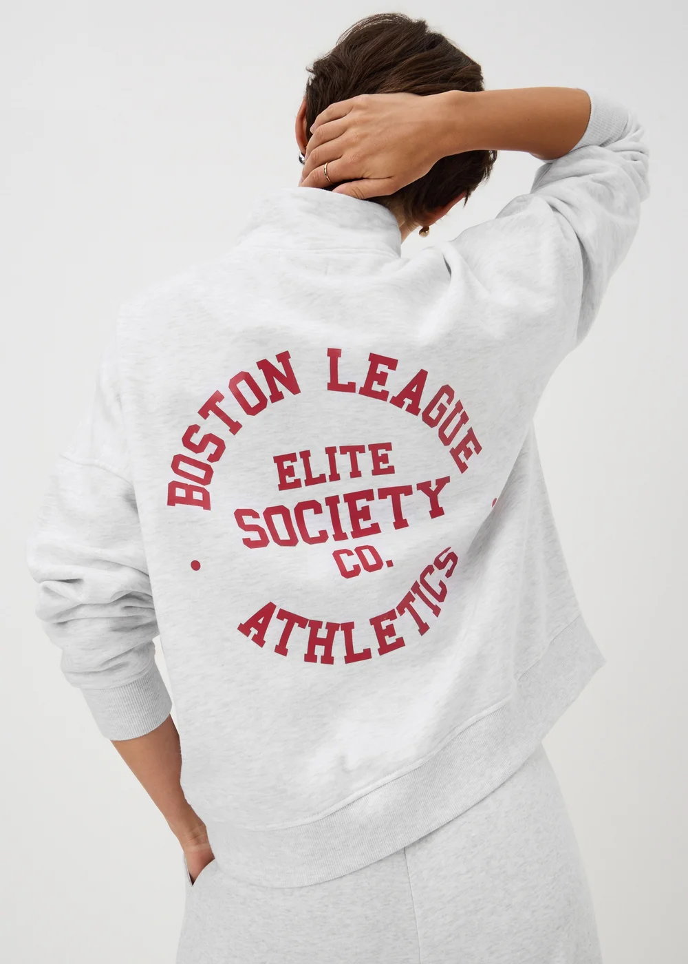 Grey Boston Embroidered Half Zip Sweatshirt - XS Image 1