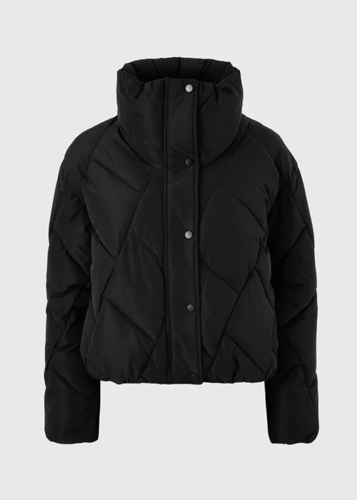 Black Funnel Neck Short Padded Coat - XS Image 3