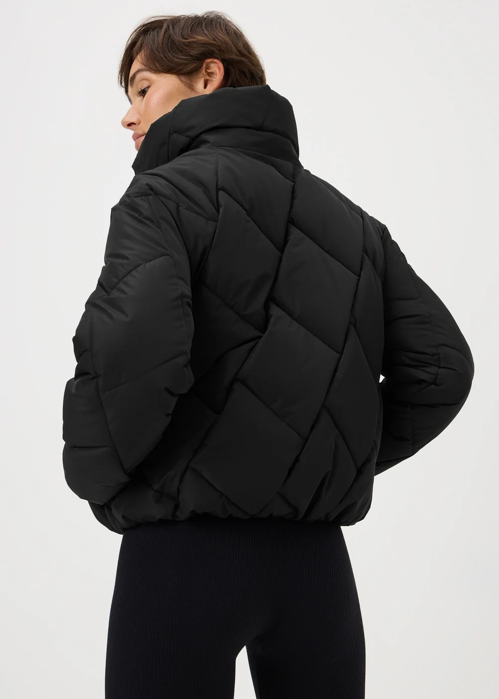 Black Funnel Neck Short Padded Coat - XS Image 2