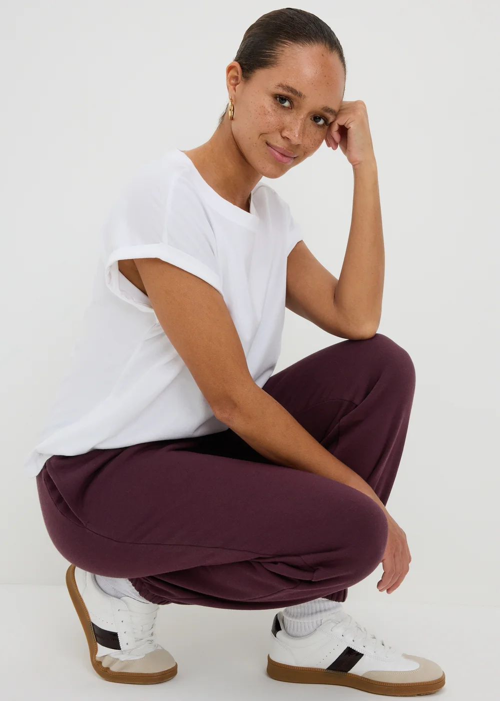 Burgundy Tapered Jogging Bottoms - XS Image 2