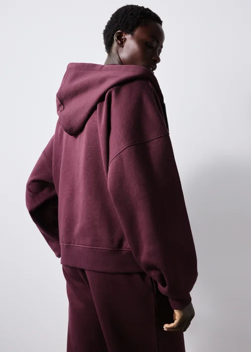 Burgundy Zip Through Hoodie - XS Image 2