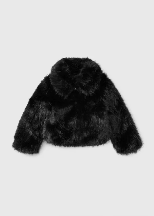 Girls Black Faux Fur Bomber (7-15yrs) - 7 Yrs Image 1