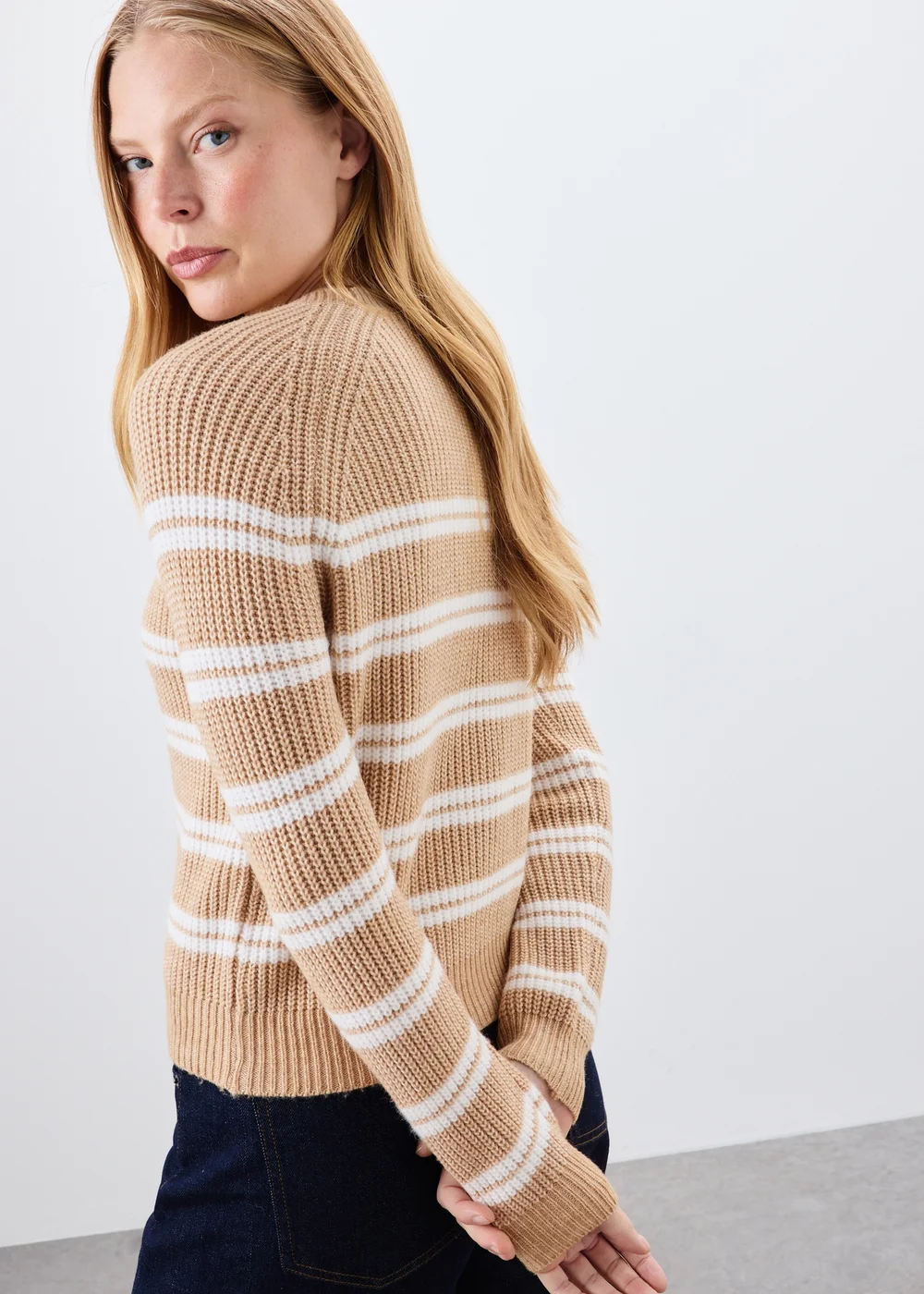 Beige Striped Jumper - XS Image 2