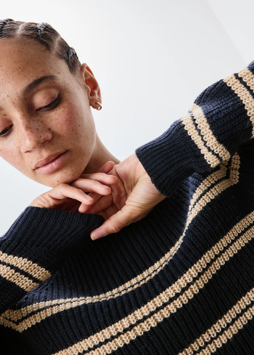Navy Stripe Knitted Jumper - XS Image 3