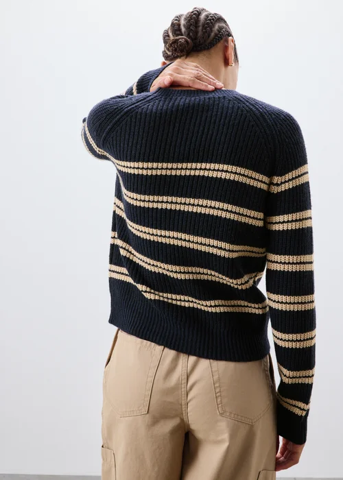 Navy Stripe Knitted Jumper - XS Image 2