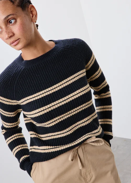 Navy Stripe Knitted Jumper - XS Image 1