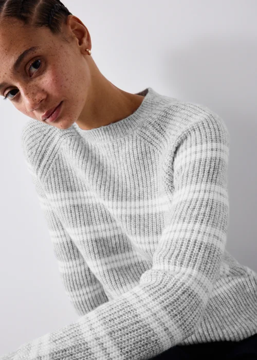 Grey Striped Jumper - XS Image 3