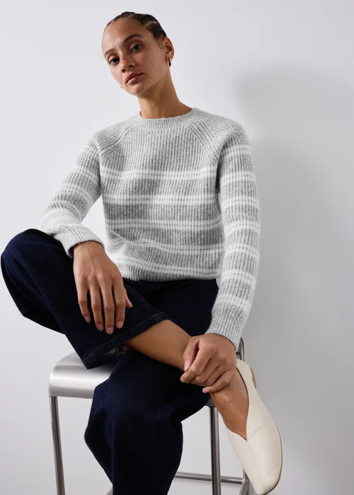 Grey Striped Jumper - XS Image 1