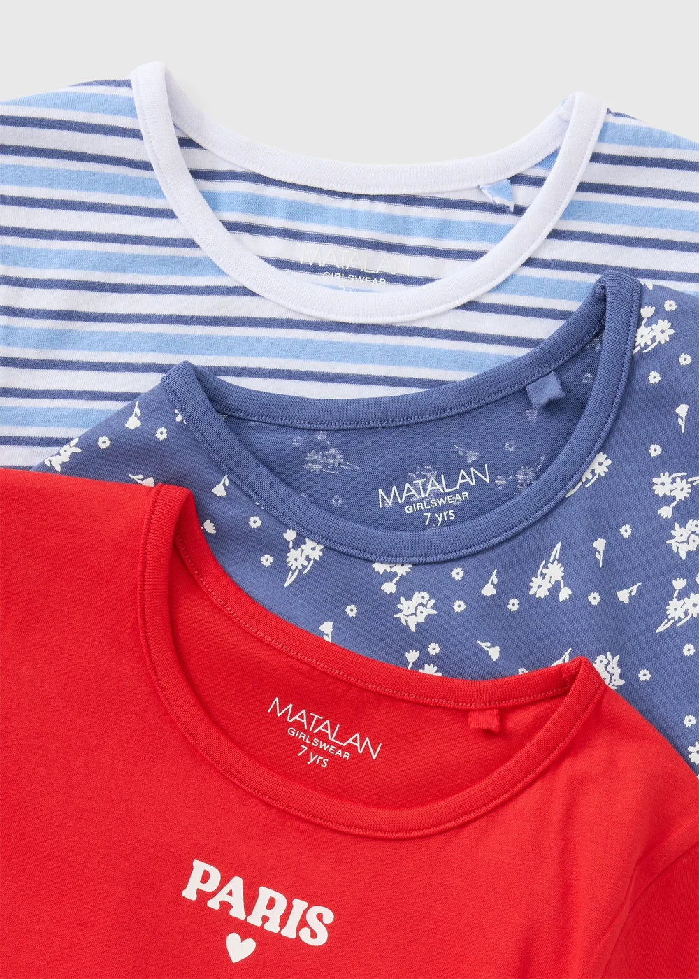 3 Pack Girls Multicolour Paris Ruched T-Shirts (7-15yrs) - 9 Yrs Image 2