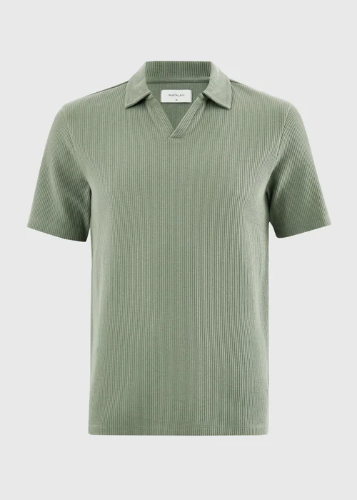 Sage Green Ribbed Polo Shirt - XS Image 4