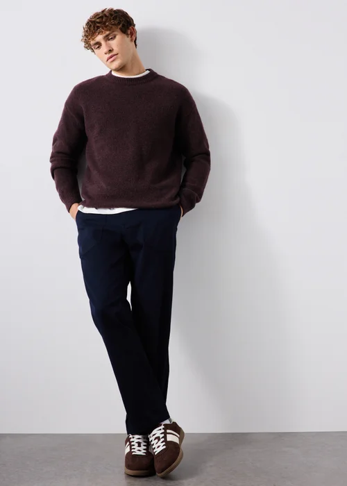 Burgundy Cosy Crew Neck Jumper - S Image 2