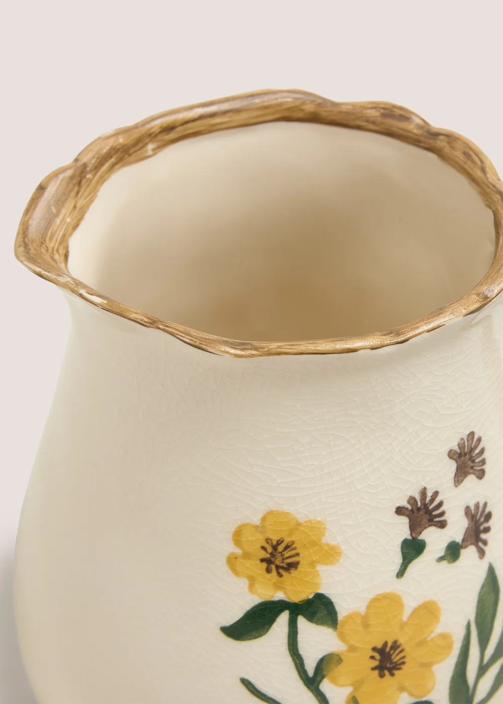 Cream Autumn Floral Jug Vase Image 2