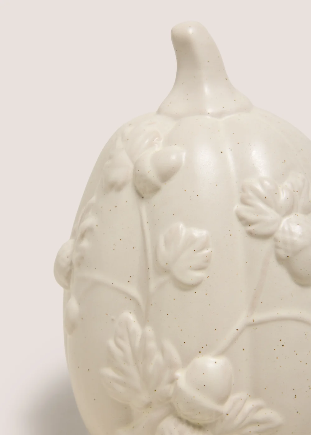 Cream Ceramic Floral Pumpkin Ornament Image 2