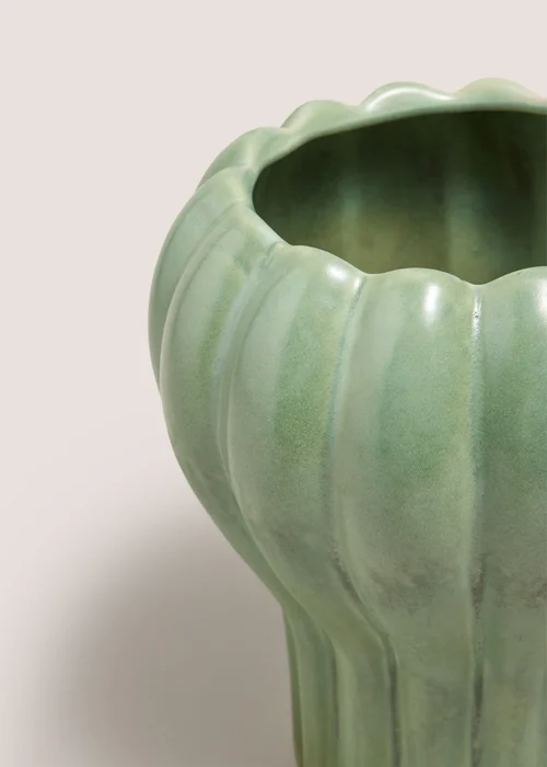Green Reactive Ribbed Vase Image 2