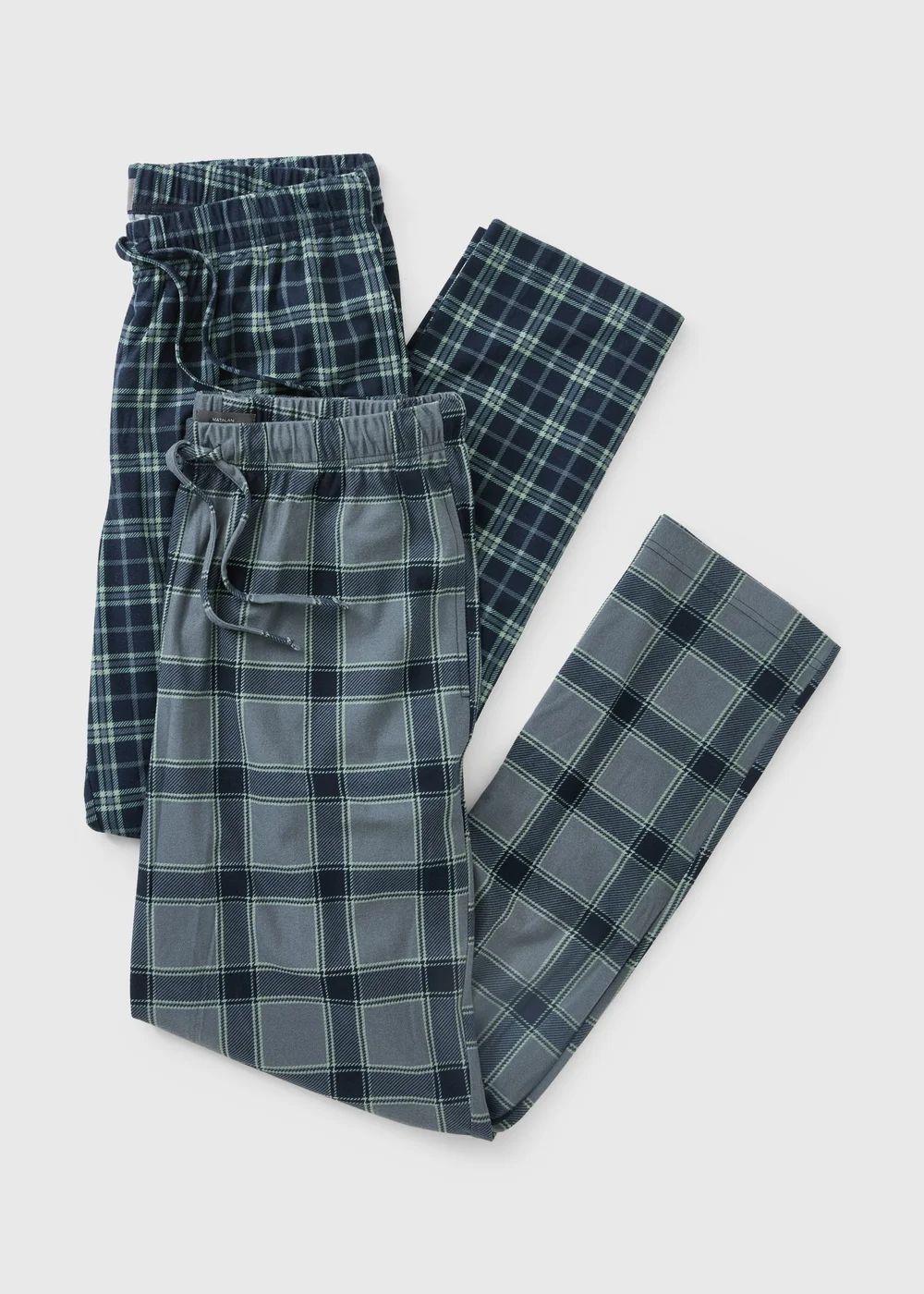 2 Pack Navy Check Supersoft Slinky Pyjama Bottoms - XS Image 1