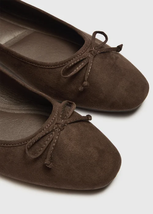 Chocolate Brown Faux Suede Ballet Pumps - 6 Image 2