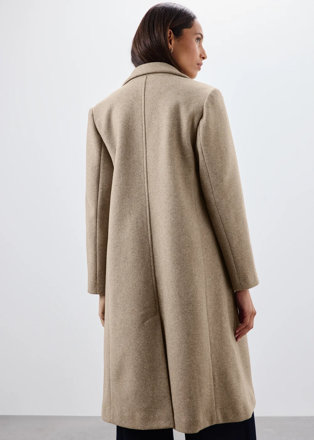 Taupe Double Breasted Smart Coat - 8 Image 2