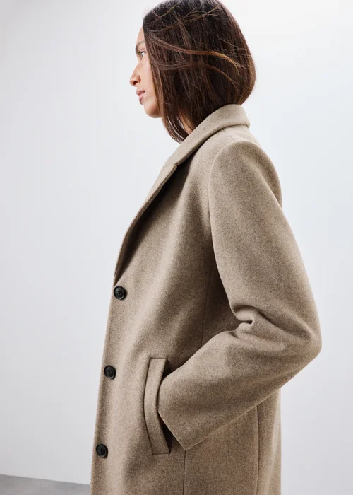 Taupe Double Breasted Smart Coat - 8 Image 4