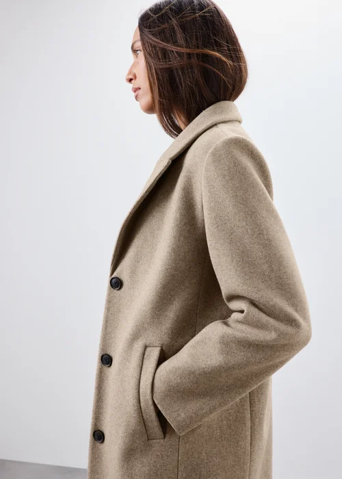 Taupe Double Breasted Smart Coat - 8 Image 3
