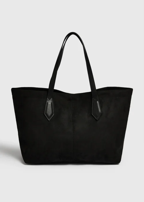 Black Faux Suede Tote Bag - One Size Image 1