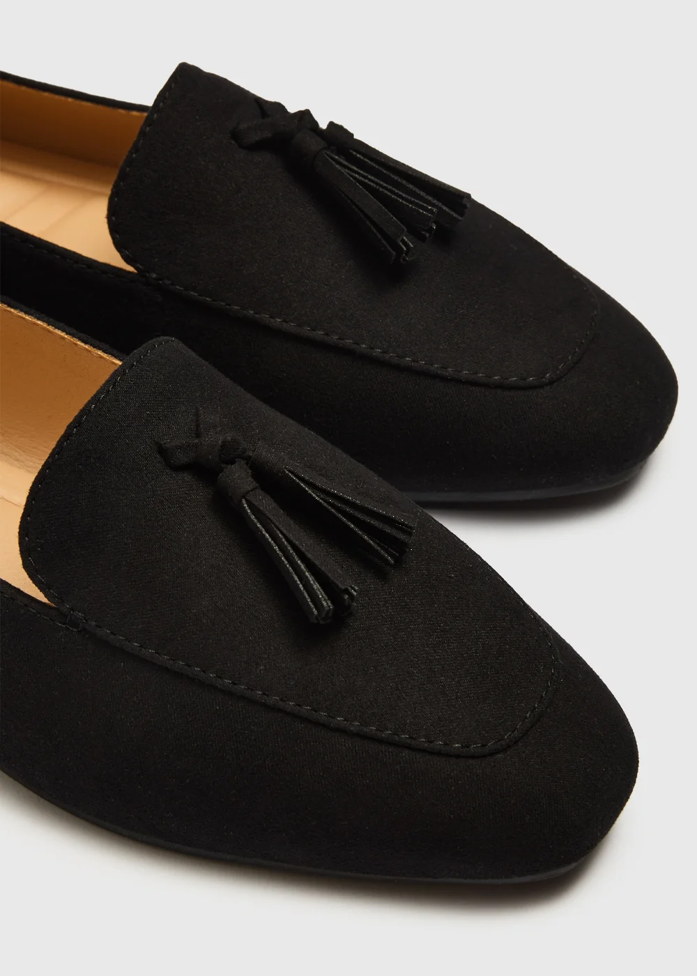 Black Faux Suede Tassel Loafers - 3 Image 2