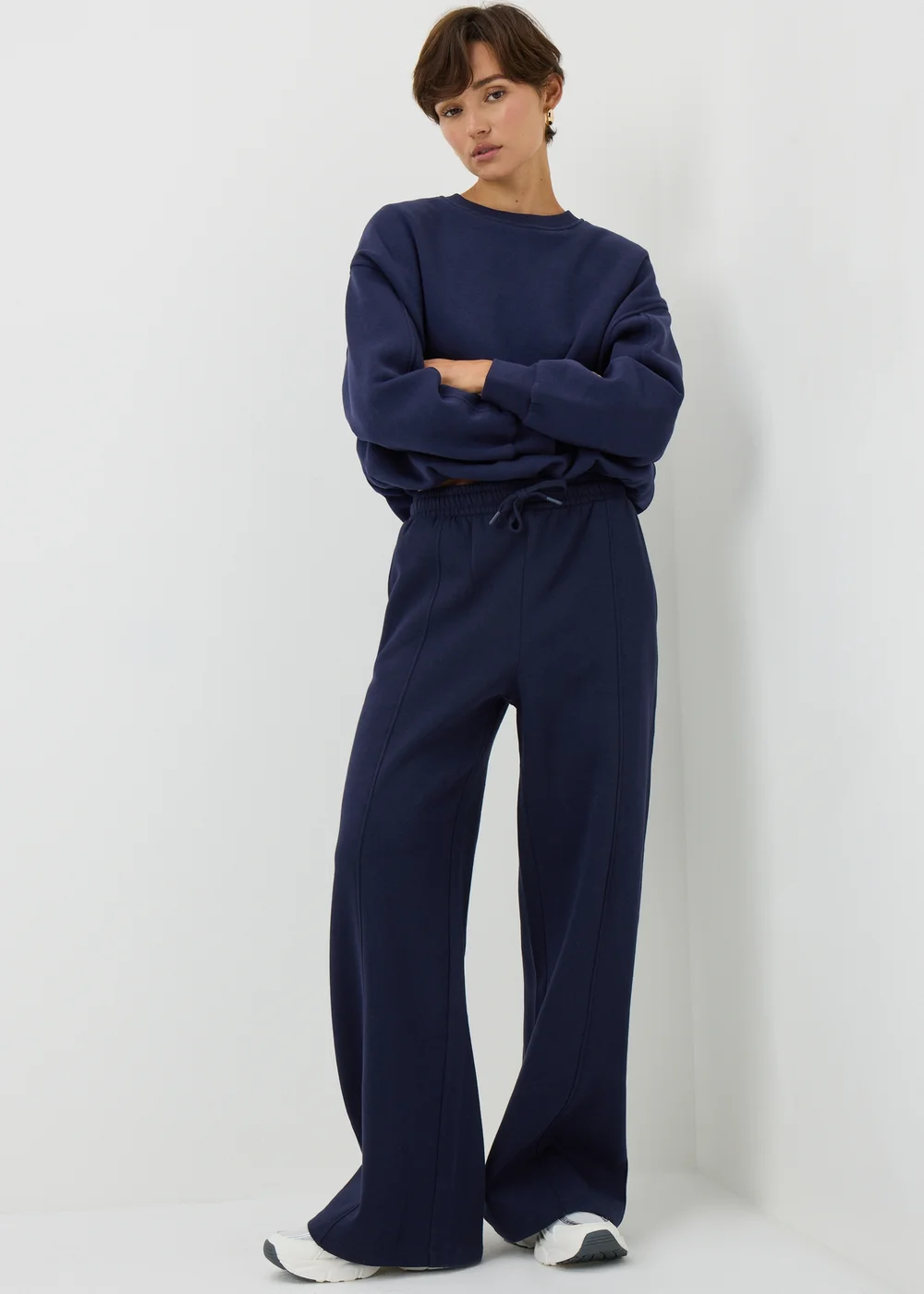 Navy Wide Leg Jogging Bottoms - XS Image 1