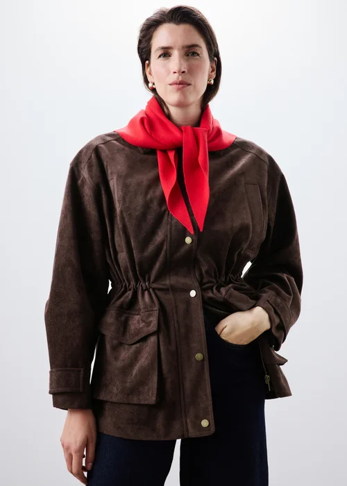 Chocolate Brown Faux Suedette Jacket - 8 Image 4