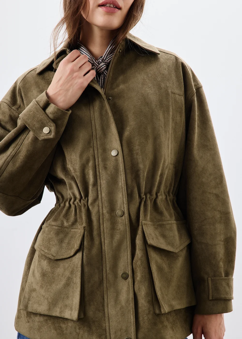 Olive Faux Suedette Barn Jacket - 8 Image 3